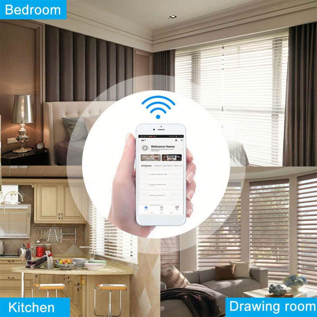 Smart curtain motor can control different curtains in different rooms. as long as they are connected to the smart app
