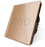 Load image into Gallery viewer, 3 gang gold  smart switch 

